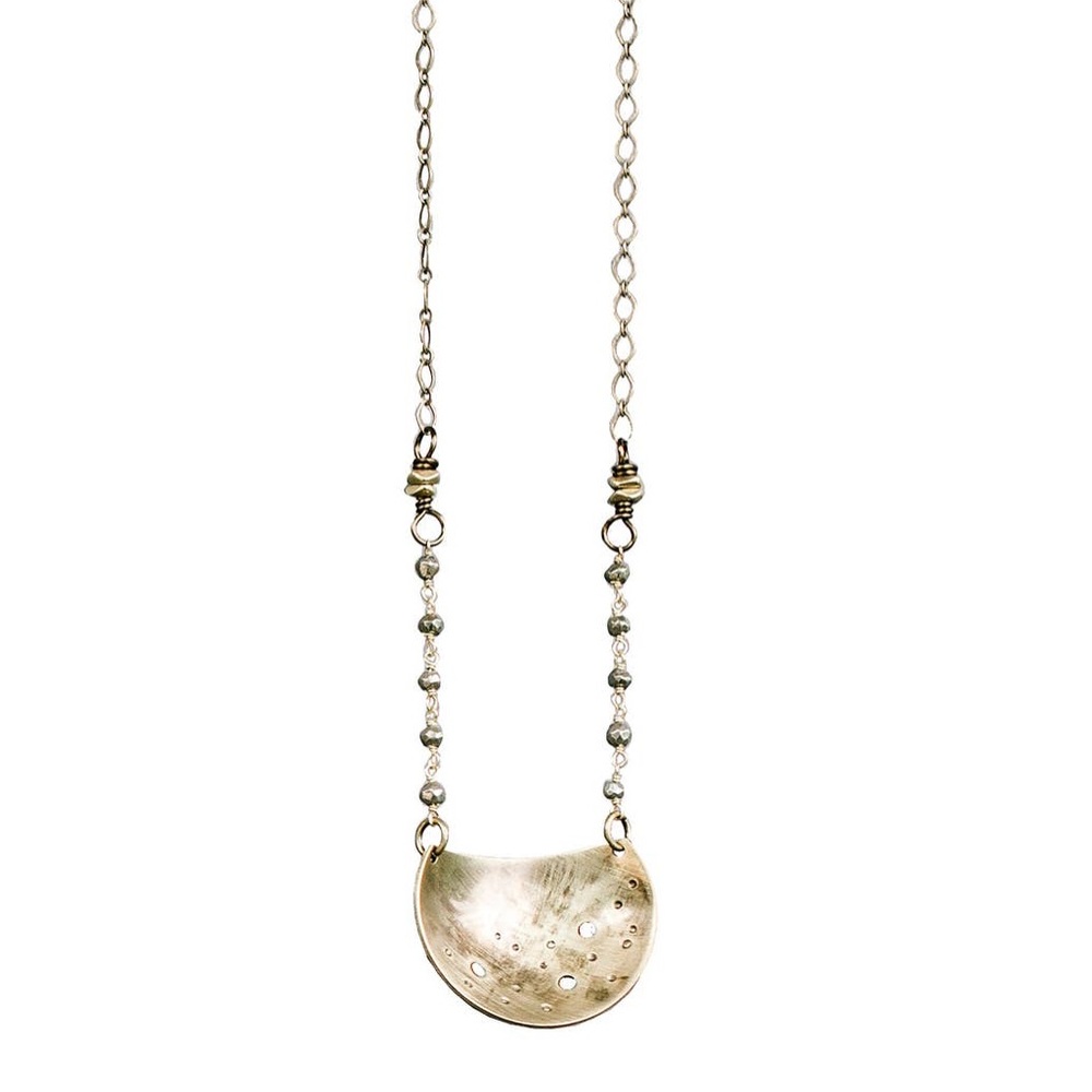Luna Necklace | Domed Brass & Stone